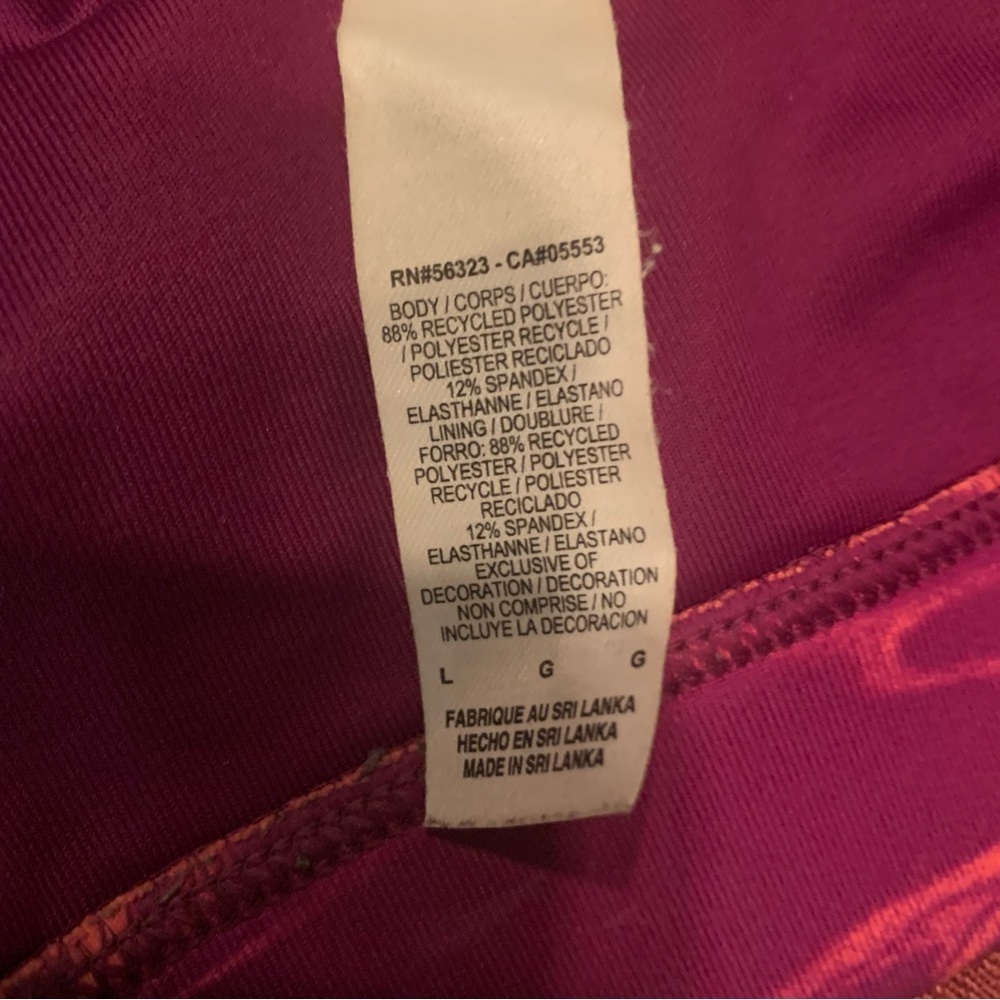 Nike Dry-Fit Sport Bra Top Racer Back Scoop Neck Colour Design Orange Purple L - Picture 10 of 11
